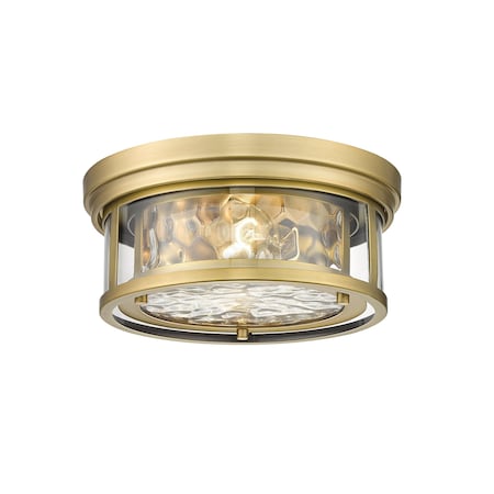 Z-Lite Clarion 2 Light Flush Mount, Rubbed Brass & Inner Clear Water & Outer Clear 493F2-RB
